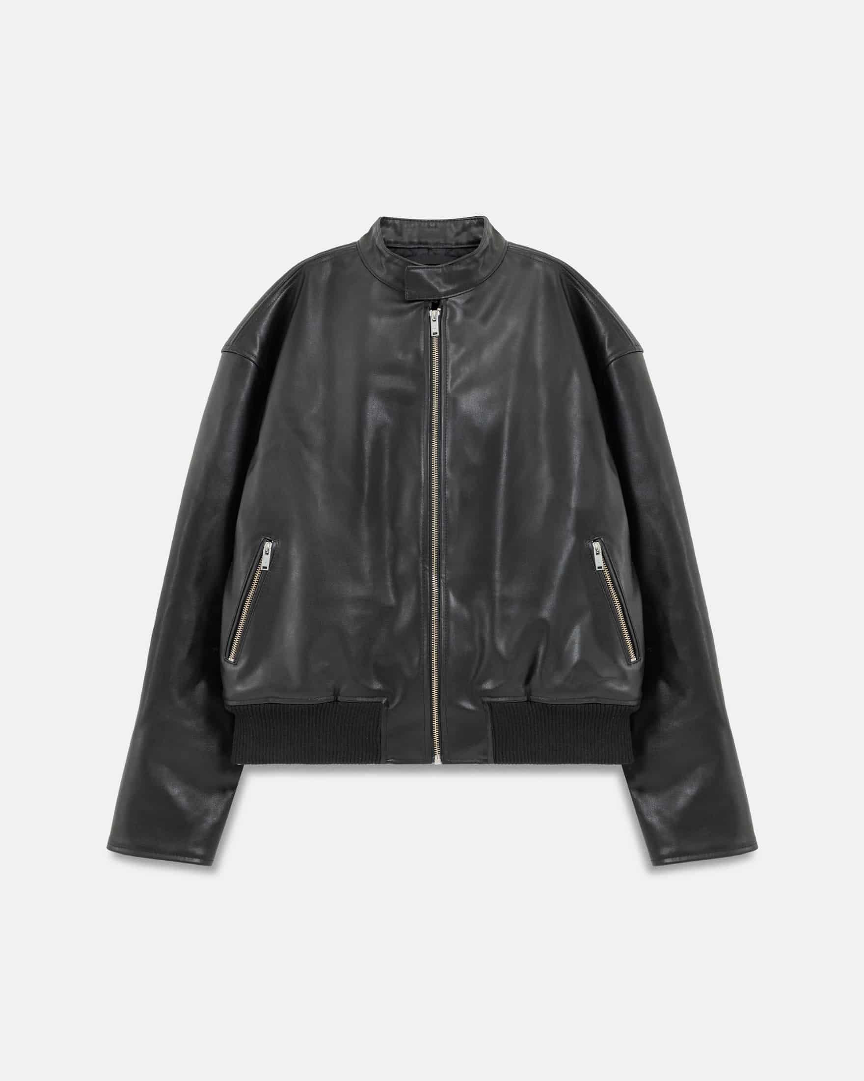 Spring Worn Logo Biker Jacket Black - miniatura 3