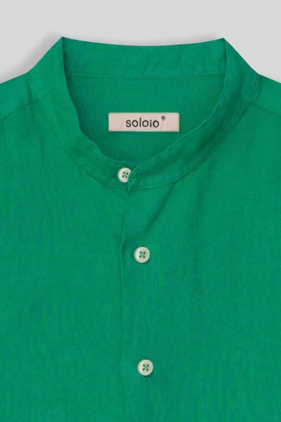 men’s linen shirt mao green basic - miniatura 6