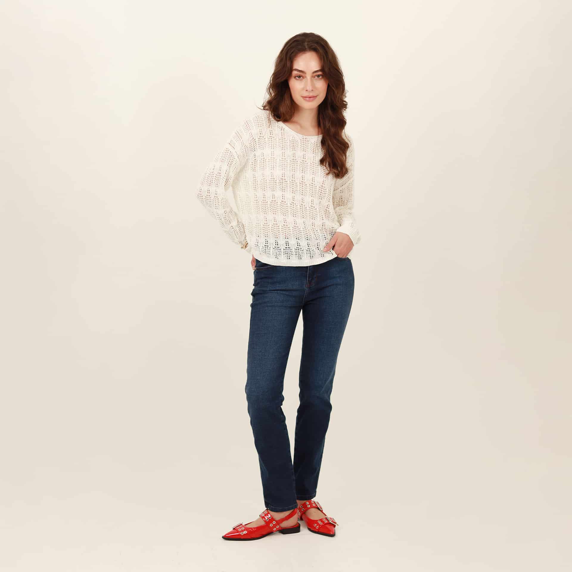 Sweater cuello redondo manga larga con textura - miniatura 4