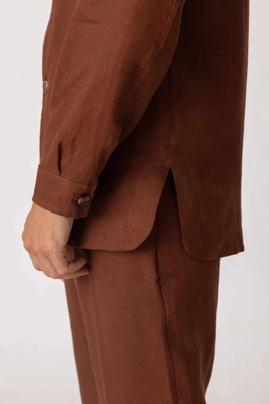 Men's linen pants brown ulisse - miniatura 3