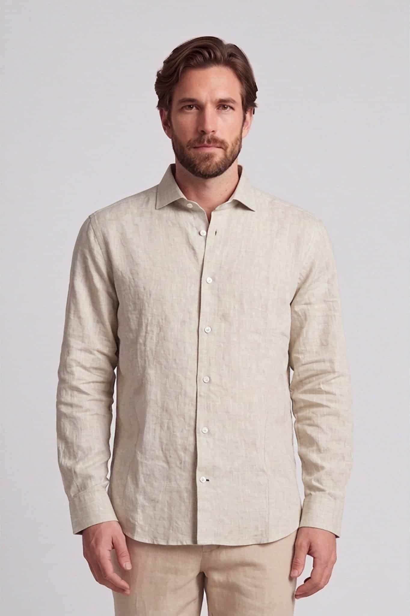 Camisa lino algodon manga larga para hombre Jon Sonen 010225057 - miniatura 2