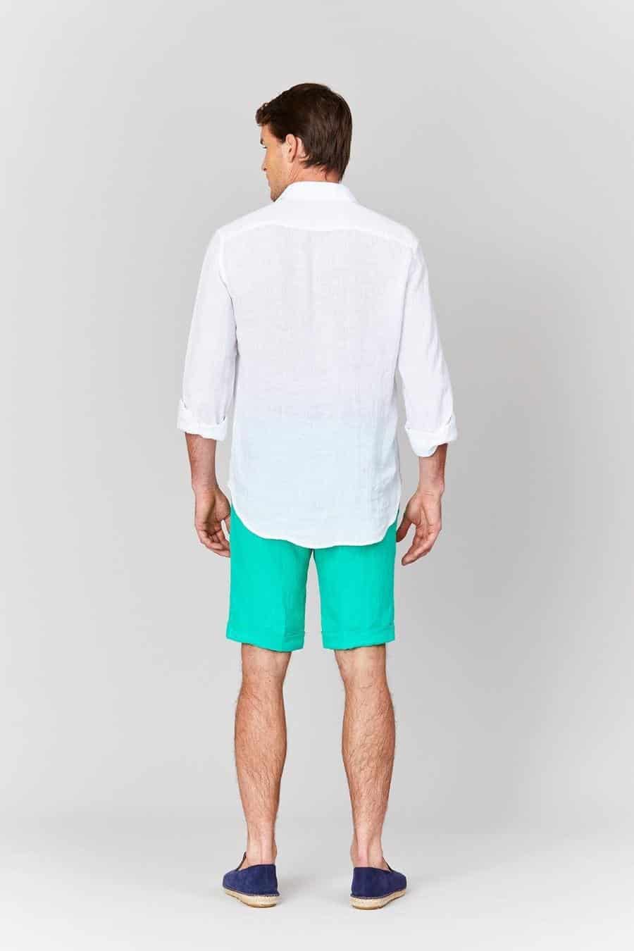 Men's linen bermuda light blue - miniatura 4