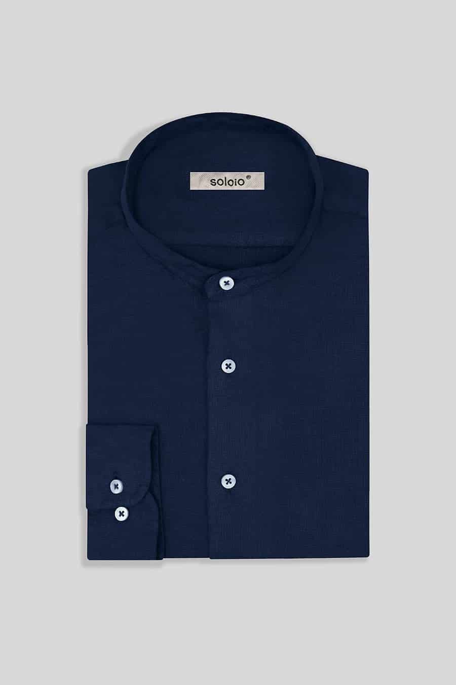 Men's linen shirt mao navy basic - miniatura 4