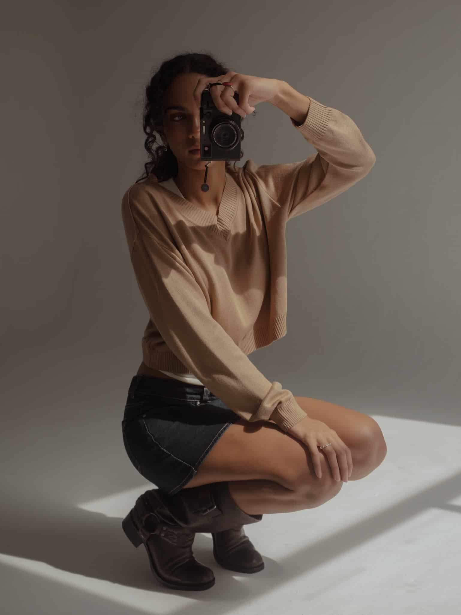 ONE HALF V-NECK KNIT SWEATER - SEPIA - miniatura 1