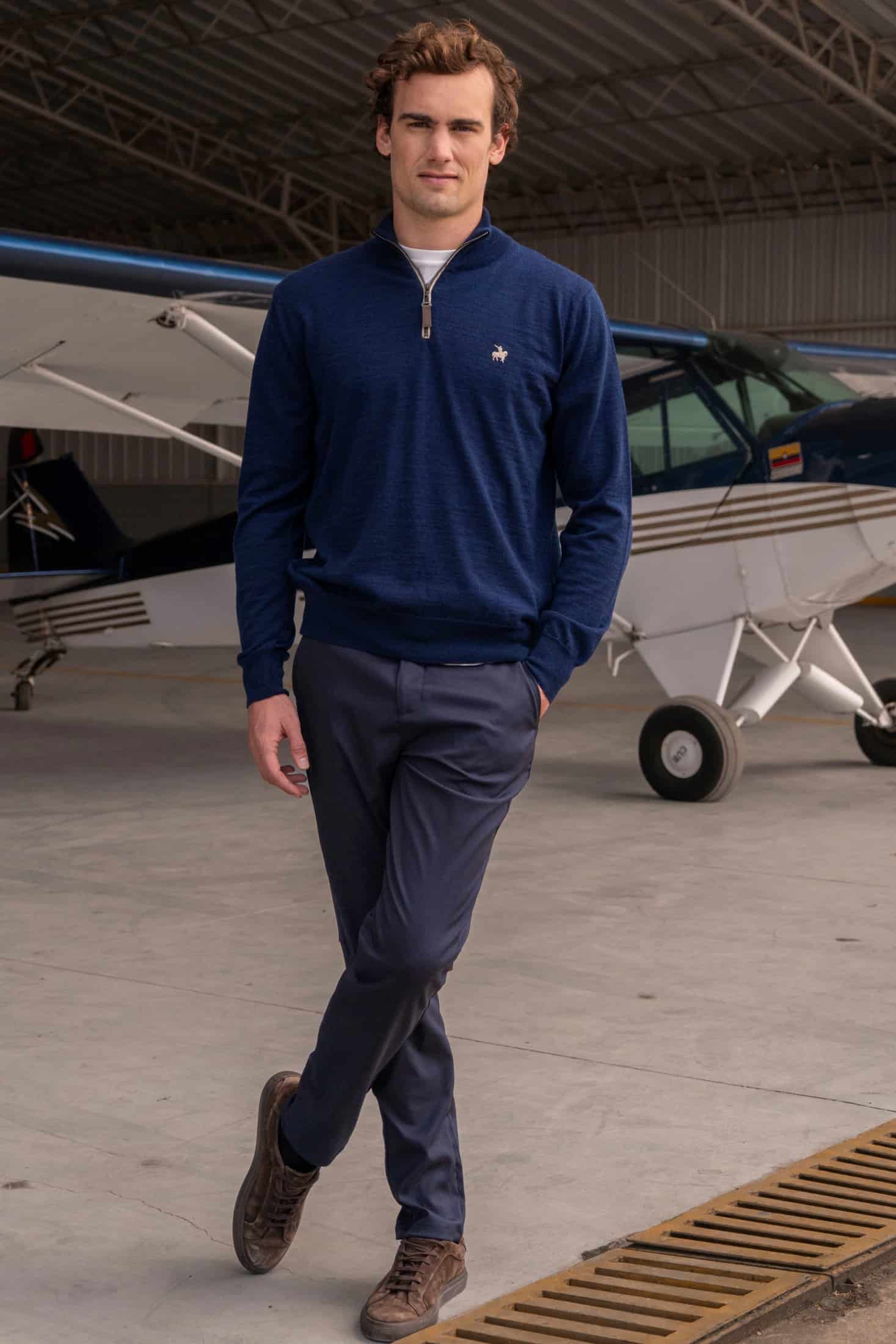 Suéter Halfzip Merino Azul Oscuro - miniatura 2