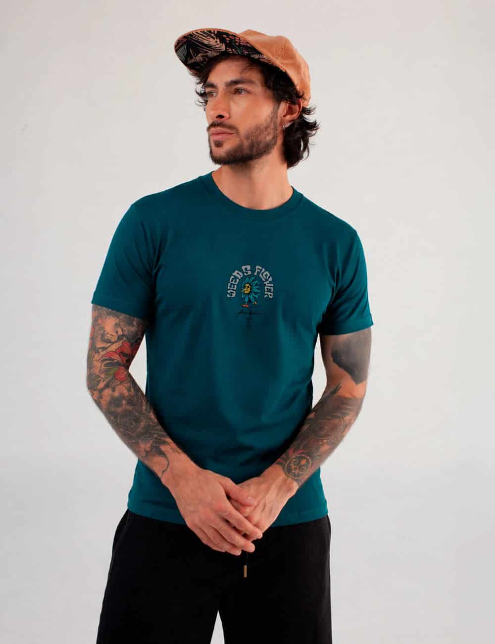 Camiseta regular fit Weed Flower verde Hombre - miniatura 3