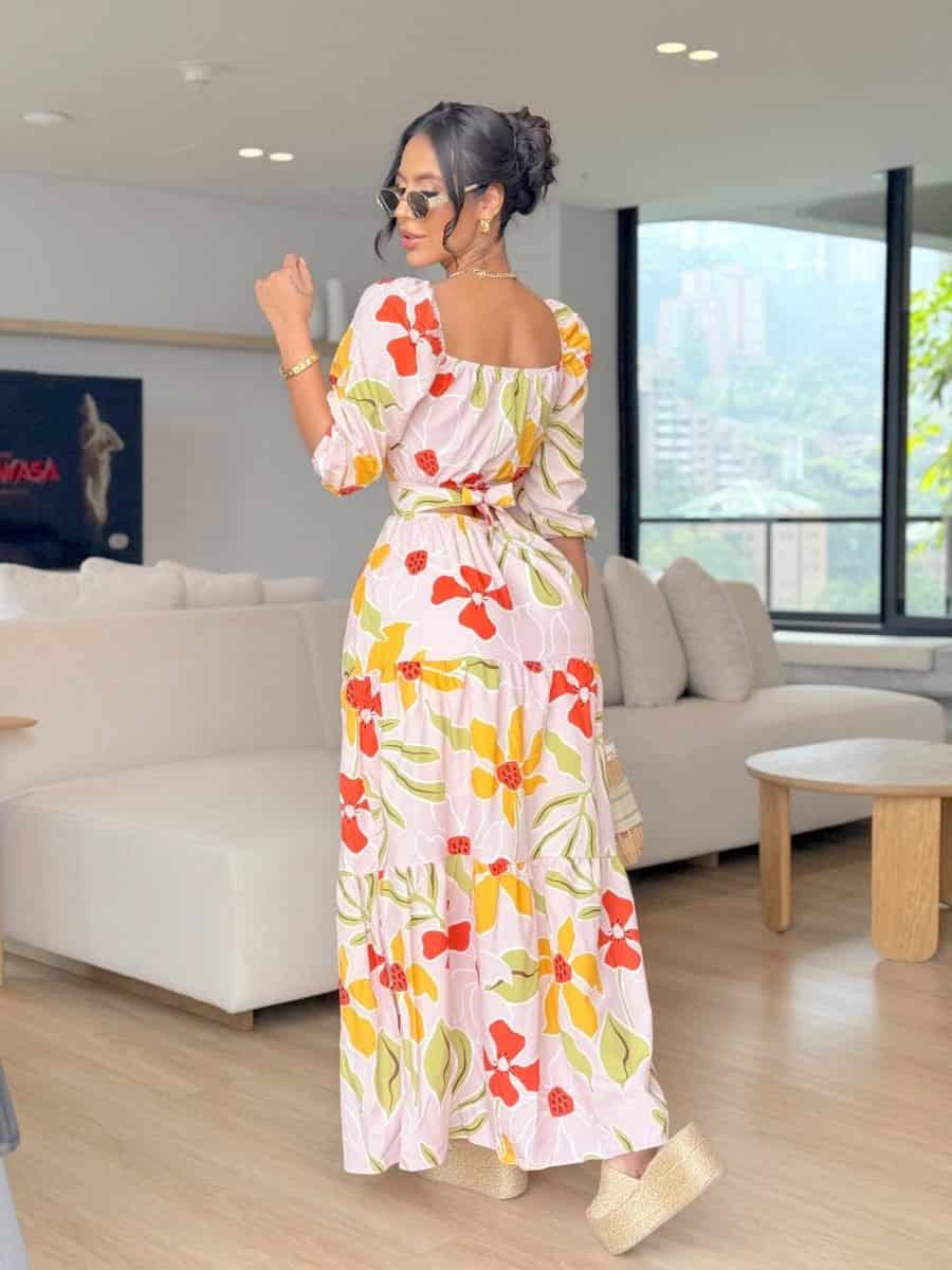 Vestido  Genne (beige - verde) - miniatura 2