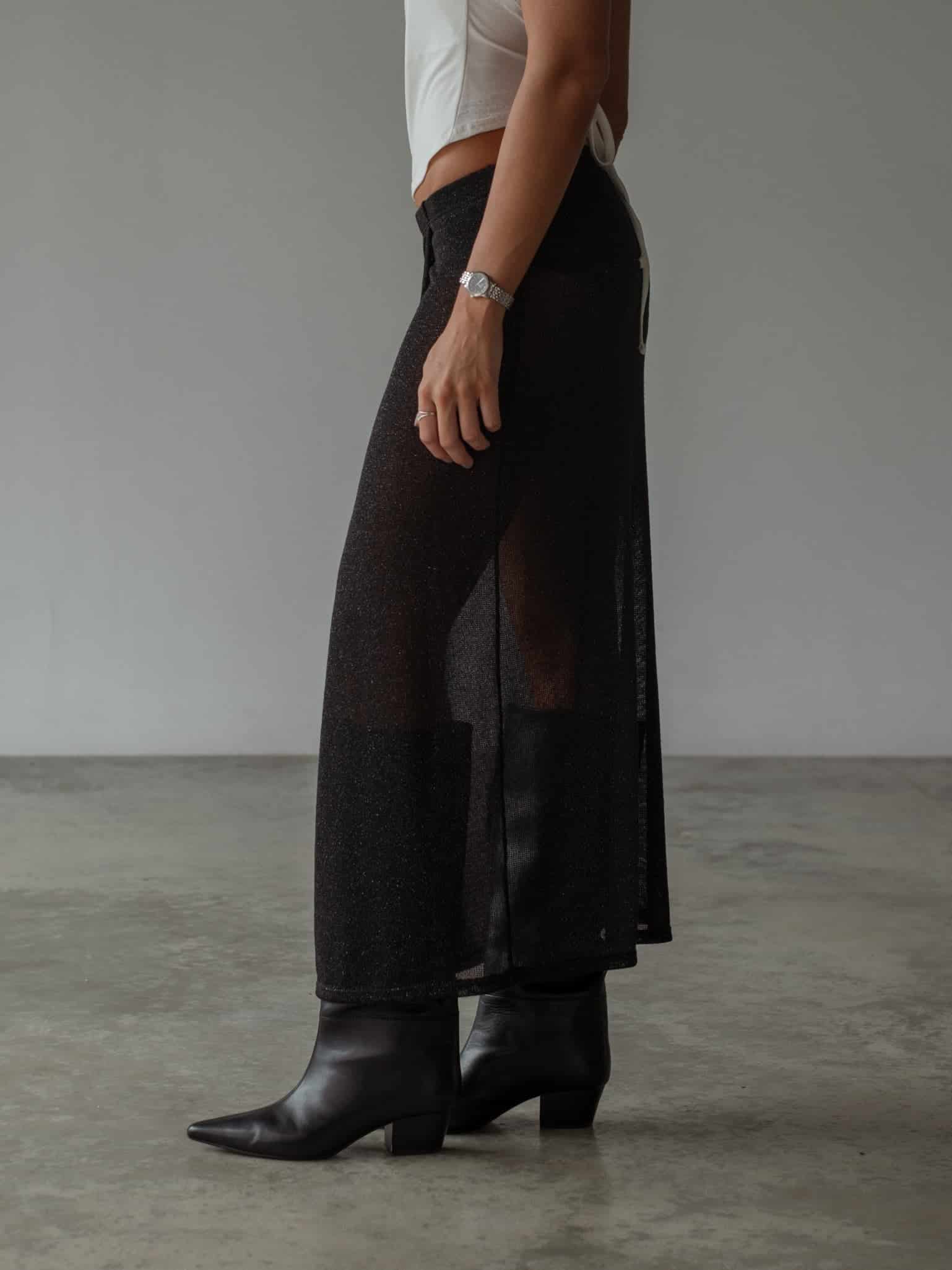OVER LONG SKIRT - GLOSSY BLACK - miniatura 11