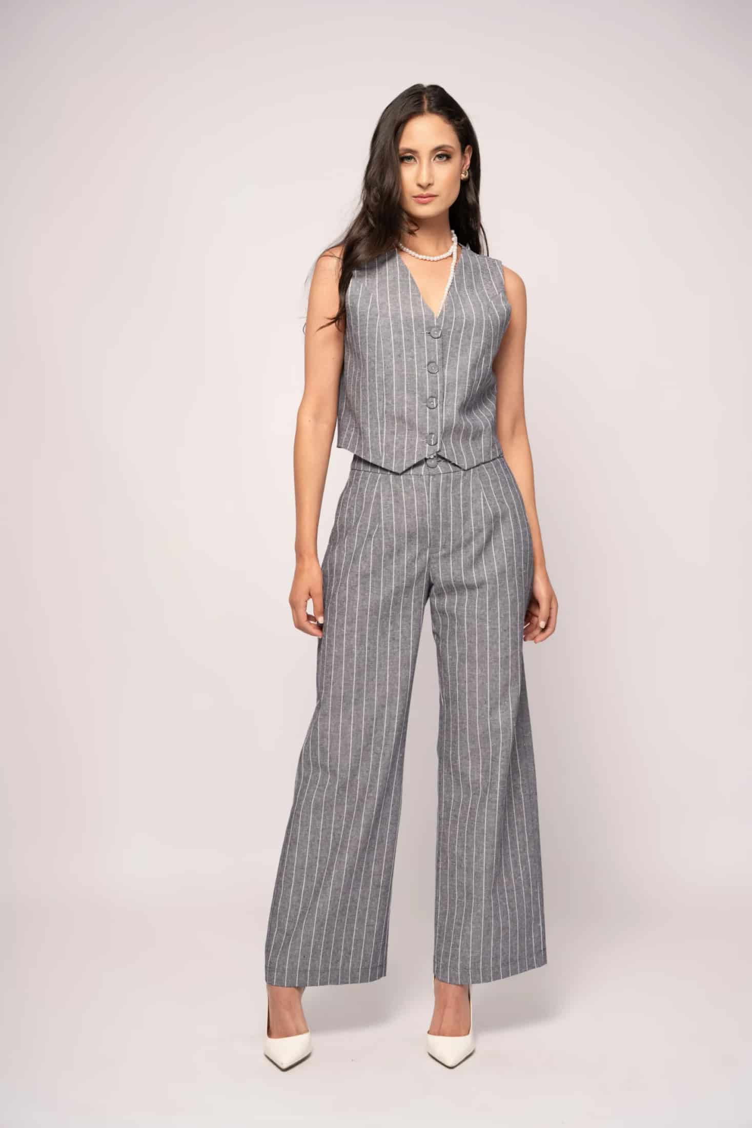 Pantalón Daniela, Raya diplomática Denim - miniatura 1