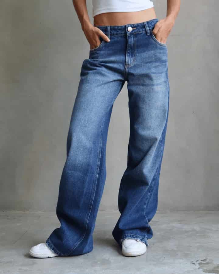 JEAN RELAXED FIT GLITTER STARS BLUE WASHED AZUL - miniatura 8
