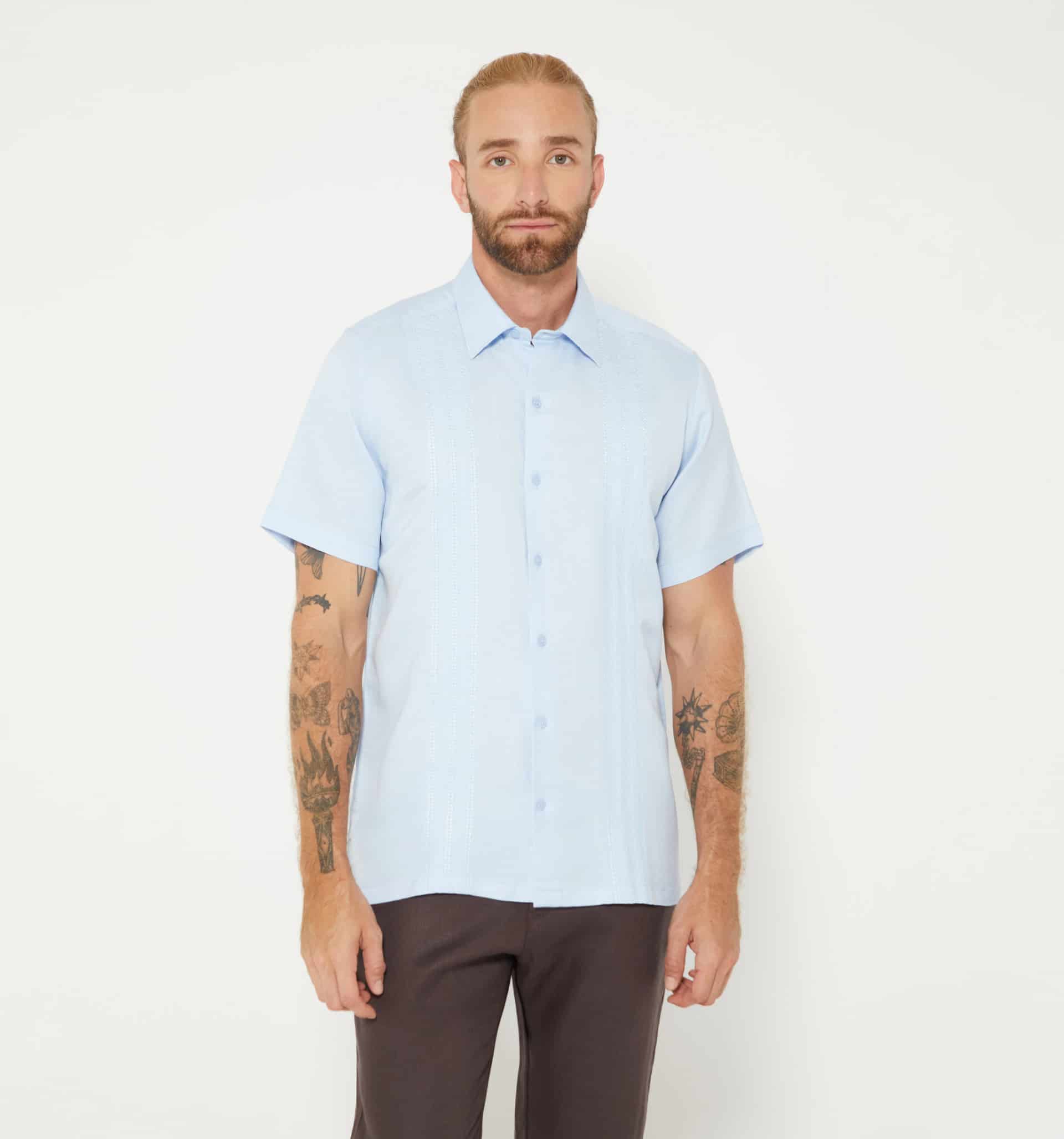 Camisa de lino guayabera para hombre m/c - miniatura 2