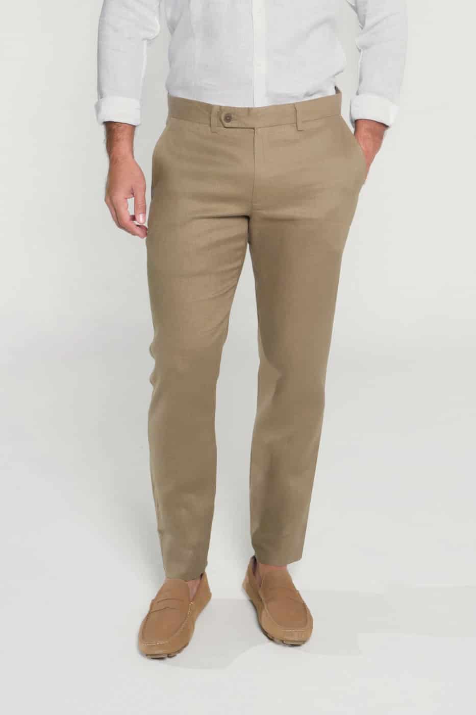 Pantalón Slim Lino Olive - miniatura 1