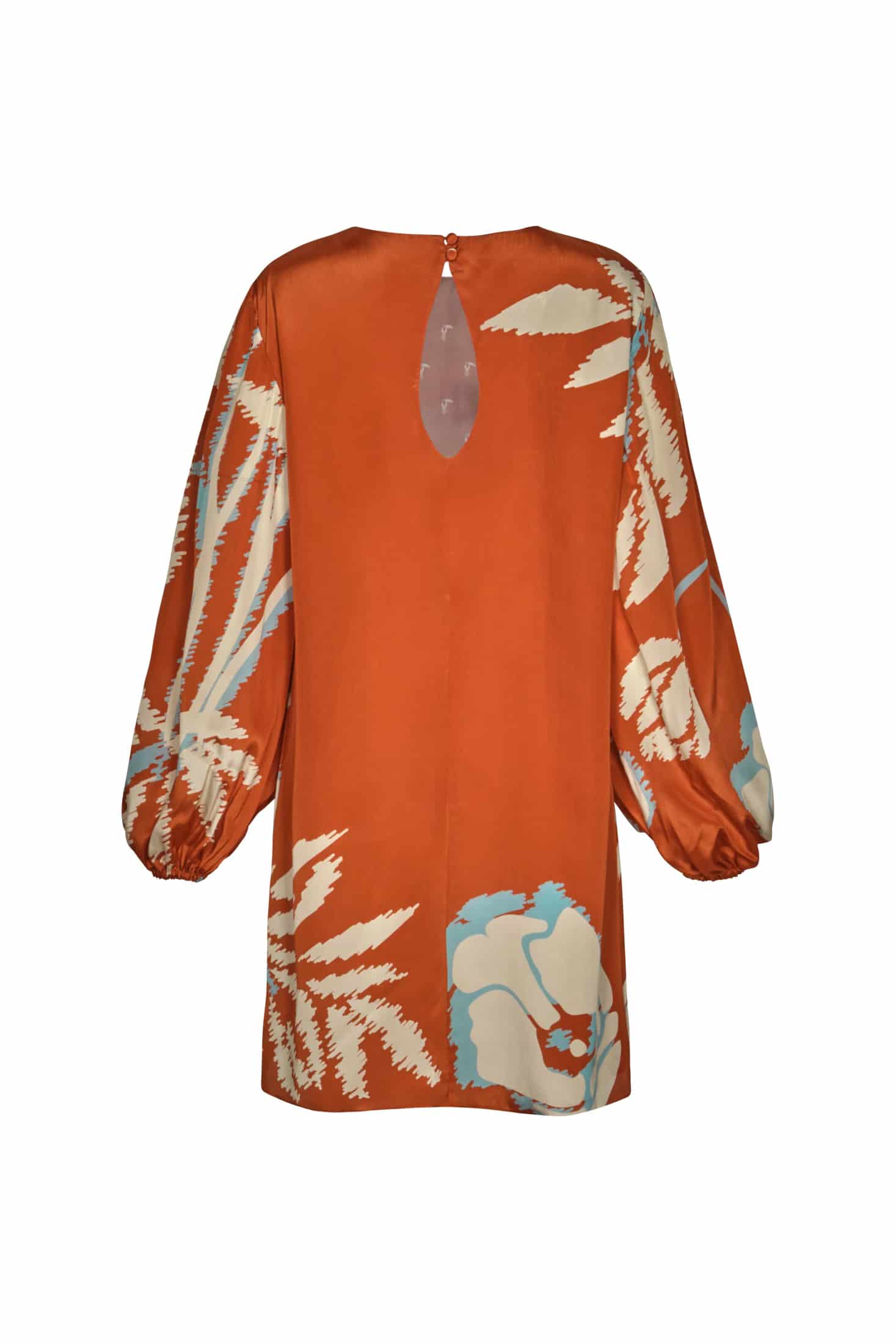 Lisboa Crepe Chine Mini Dress / Orange Gladiolos - miniatura 8