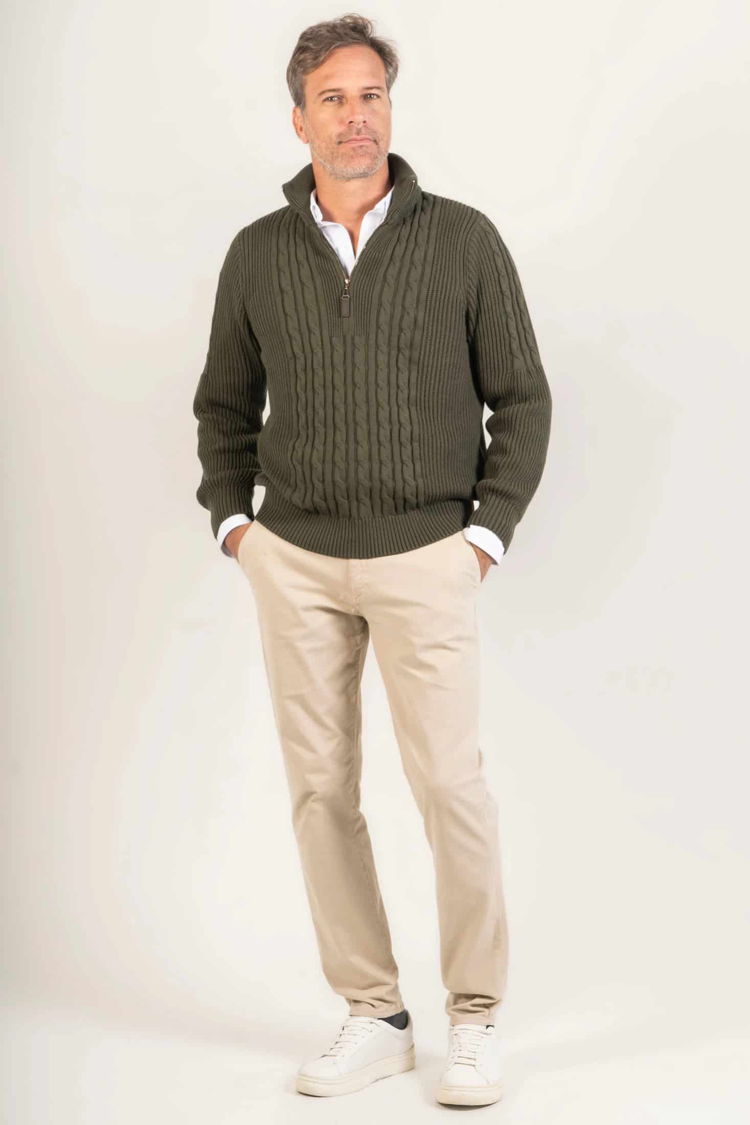 Suéter Halfzip Highland Hombre Verde Militar - miniatura 5
