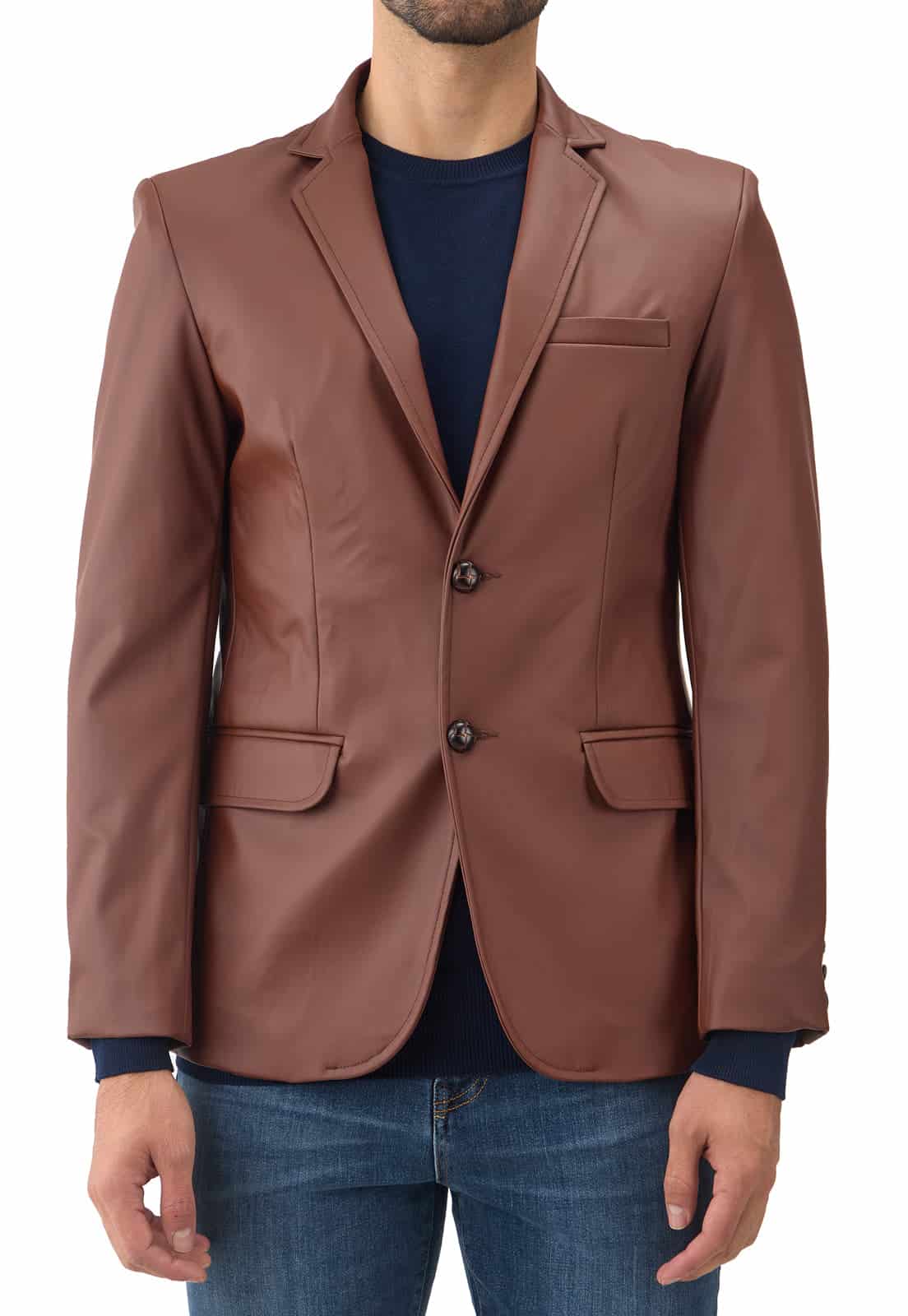Blazer en cuerina café - miniatura 9