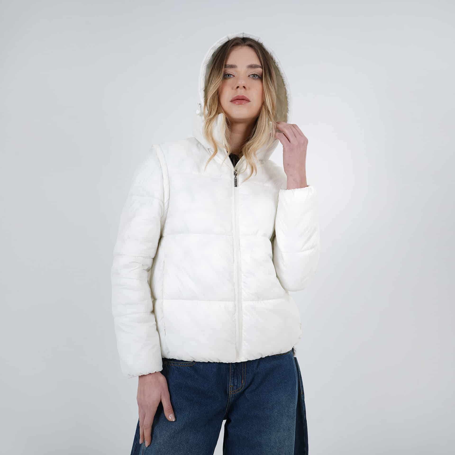 Chaqueta acolchada dos en uno mangas removibles con capucha - miniatura 9