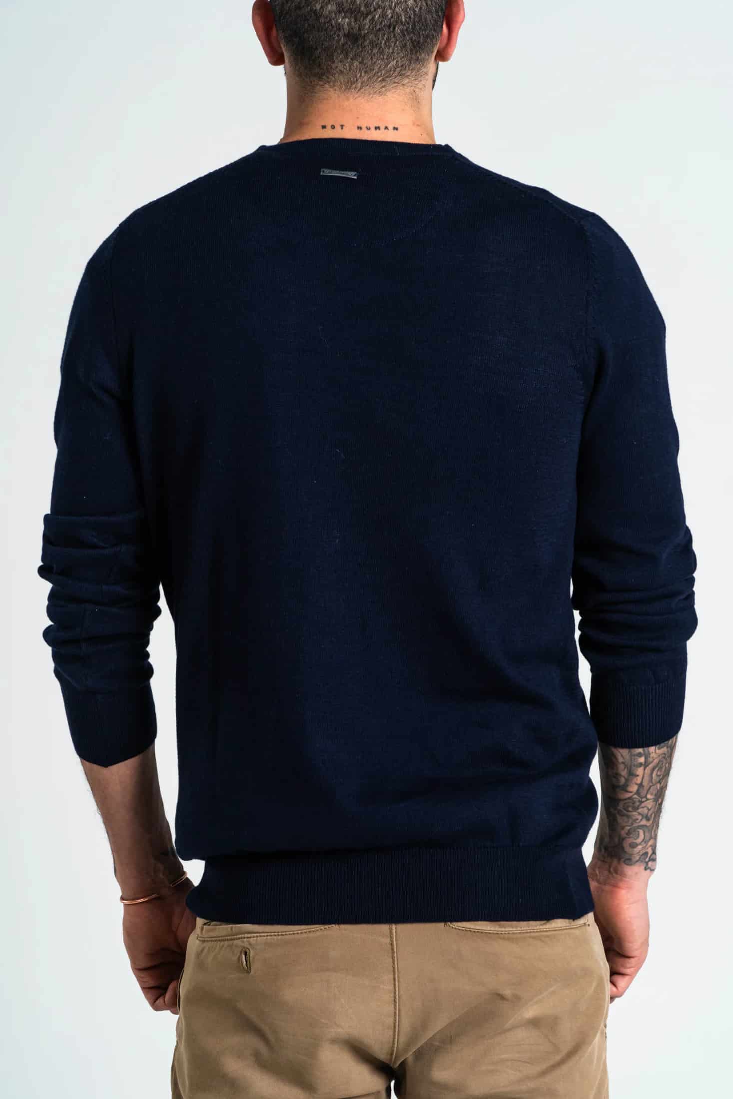 Saco Cuello V Algodón Azul Oscuro - miniatura 5