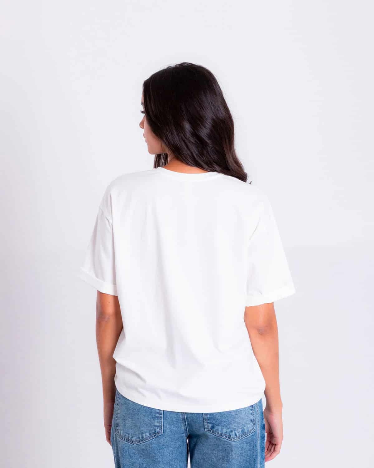 Camiseta blanca estampado frontal para mujer - miniatura 3