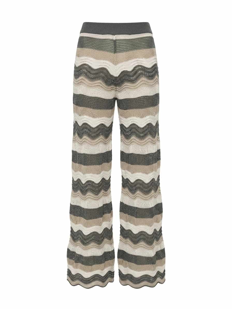 MARTINA PANT GREEN WITH BEIGE STRIPES - miniatura 1