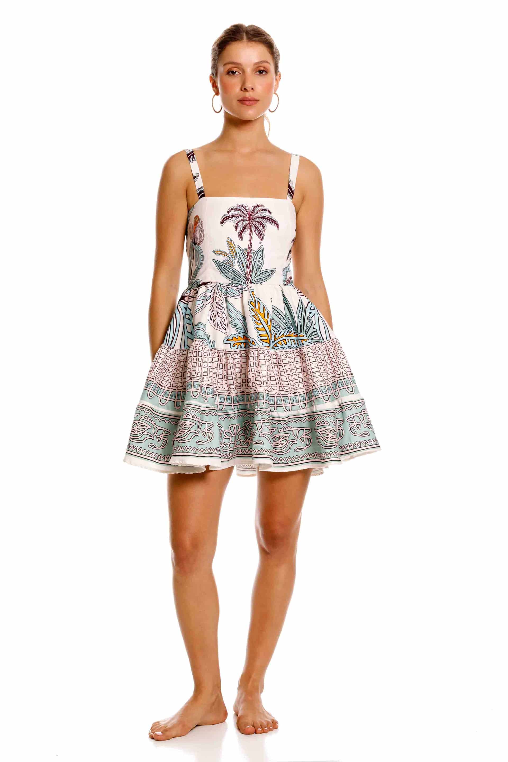 Vestido Corto Jardinero Maxipalms Beige - miniatura 1