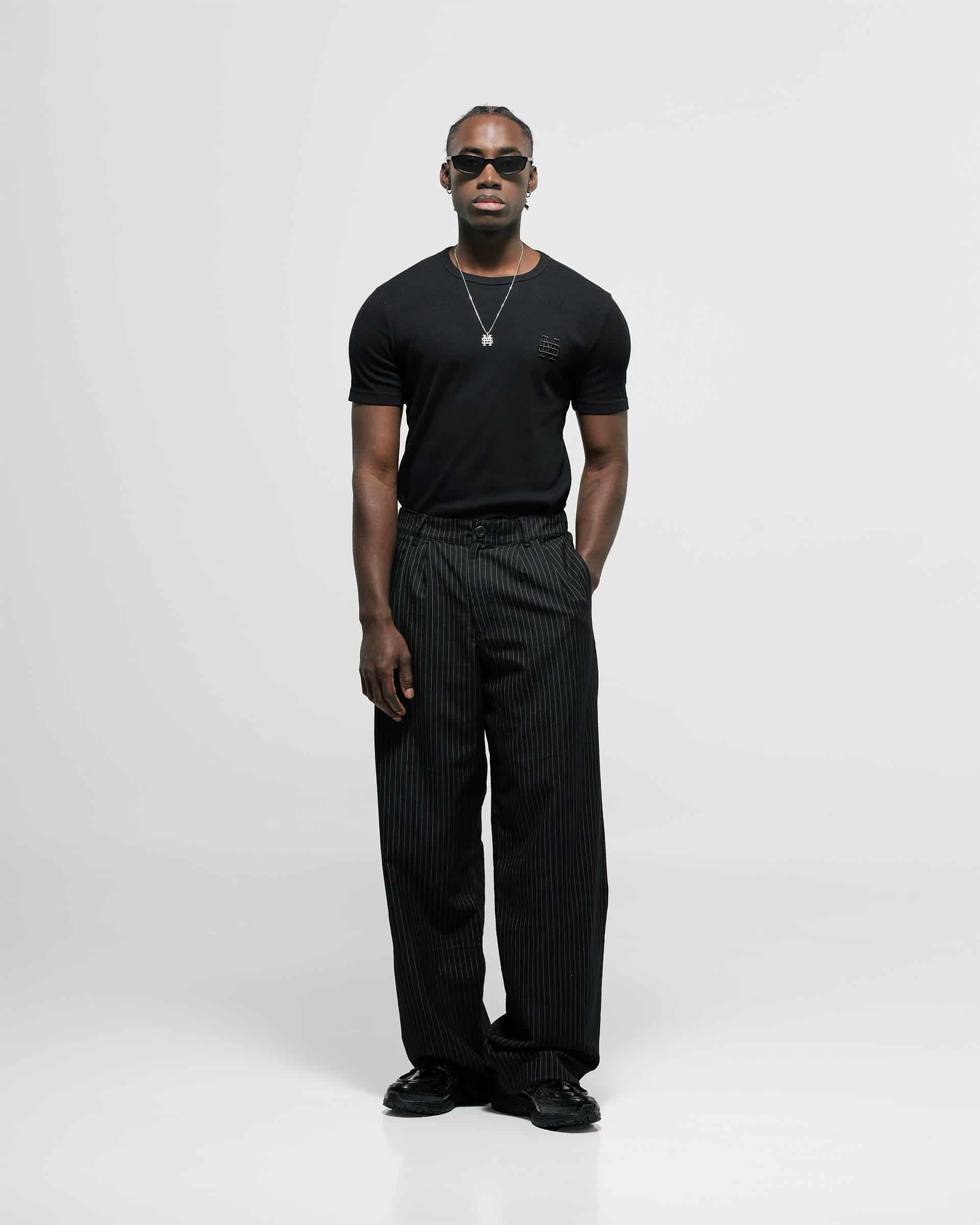 Trouser a Rayas - Negro Oscuro - miniatura 4