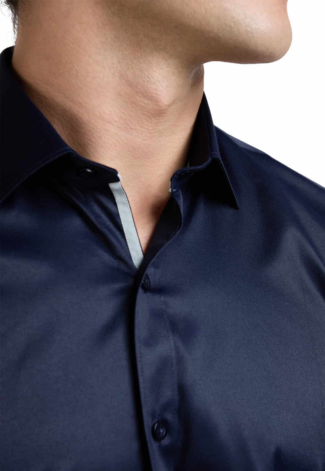 Camisa azul oscura con contraste interno - miniatura 3