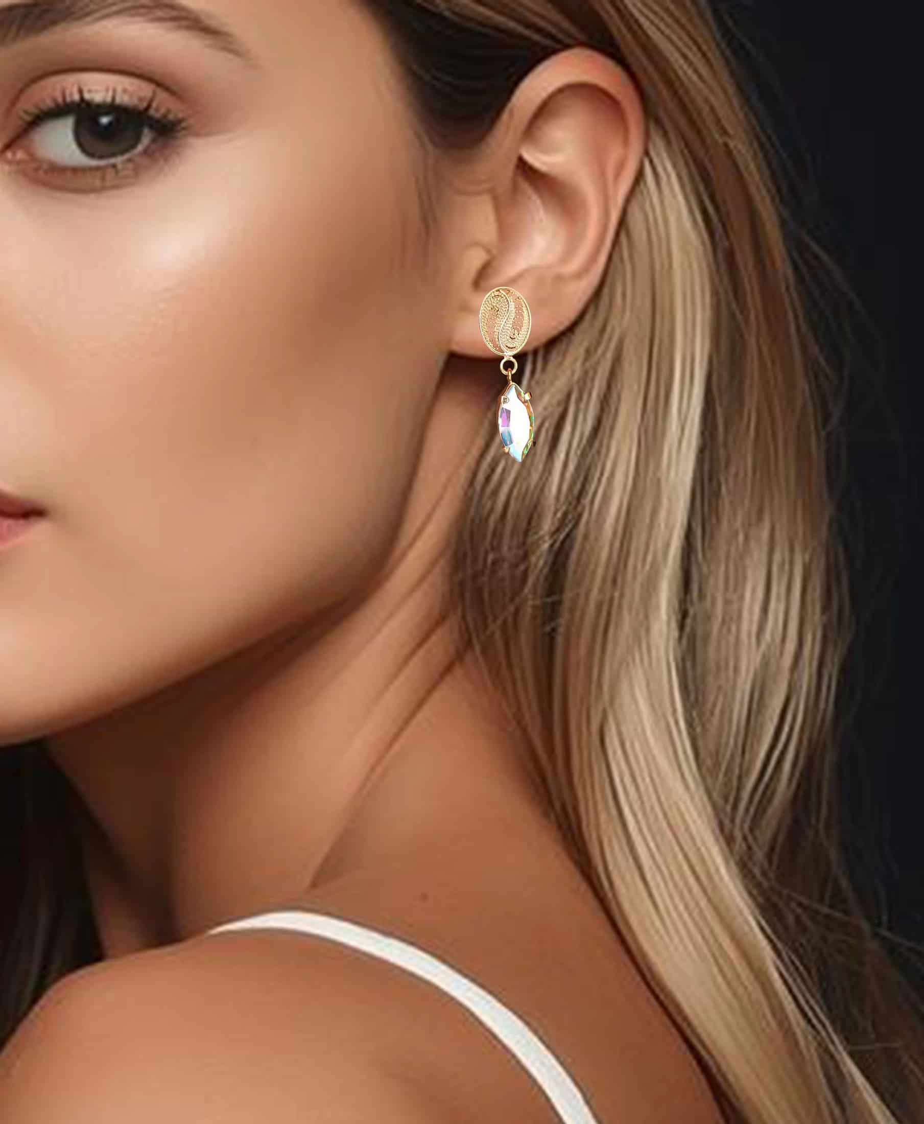 Aretes granito de café y cristal boreal - miniatura 2