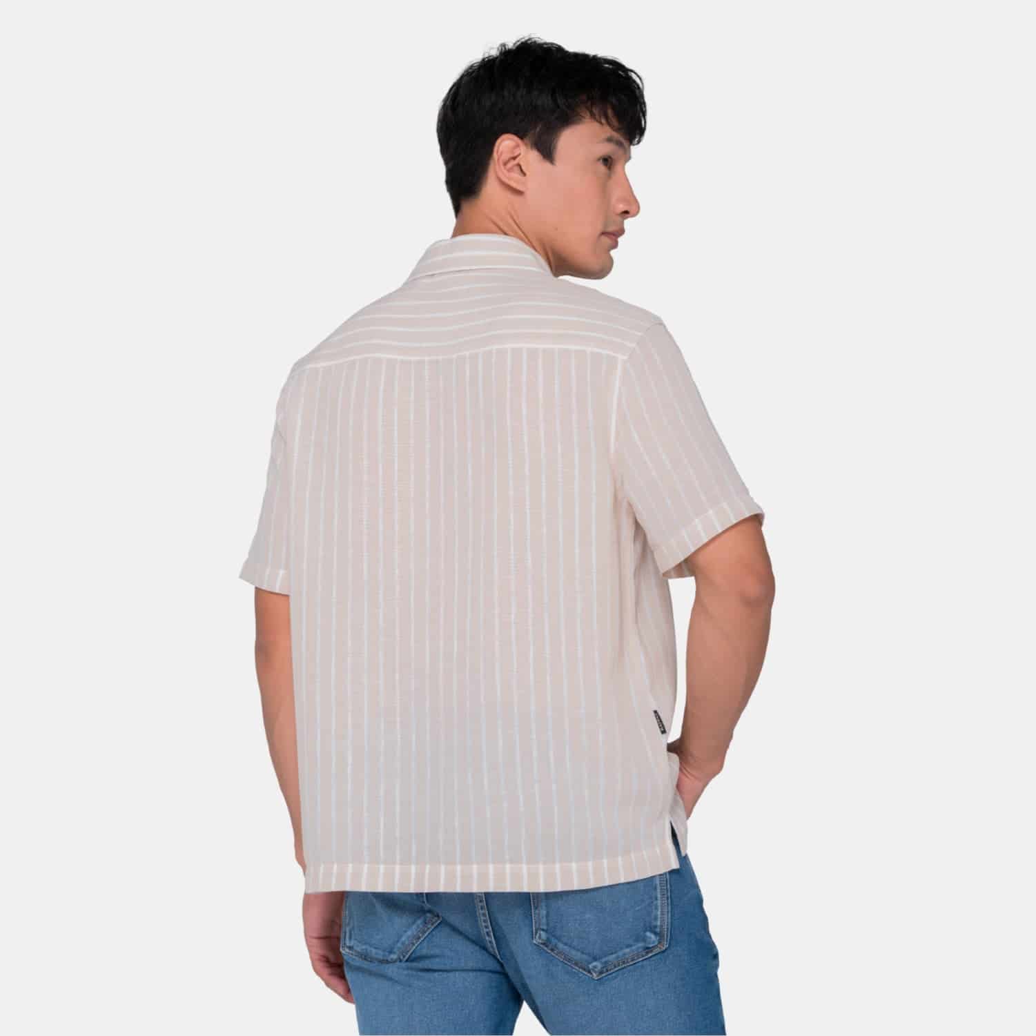 Vertical Stripes S/S Shirt Beige - miniatura 2