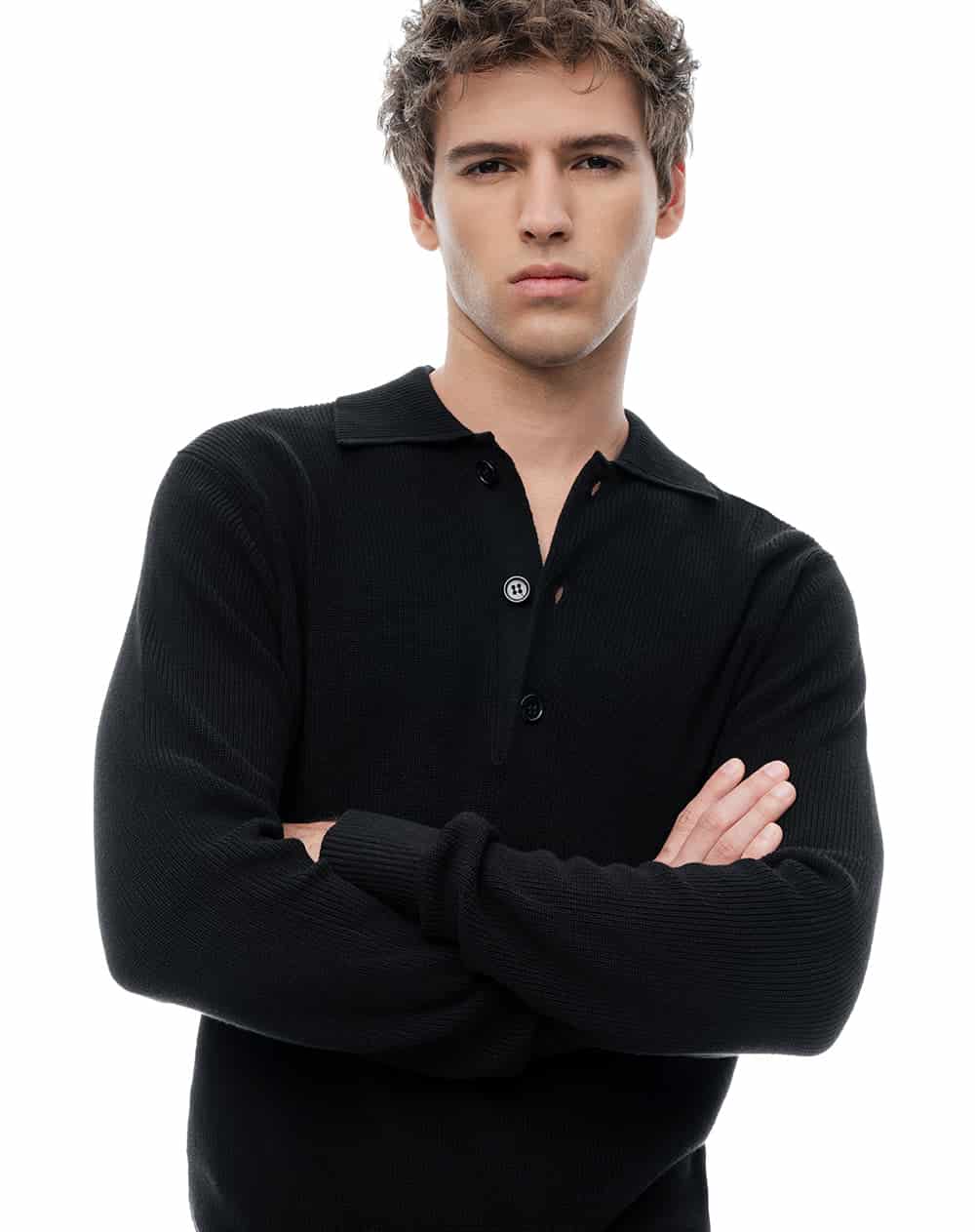 Buzo tipo polo regular negro hombre - miniatura 1