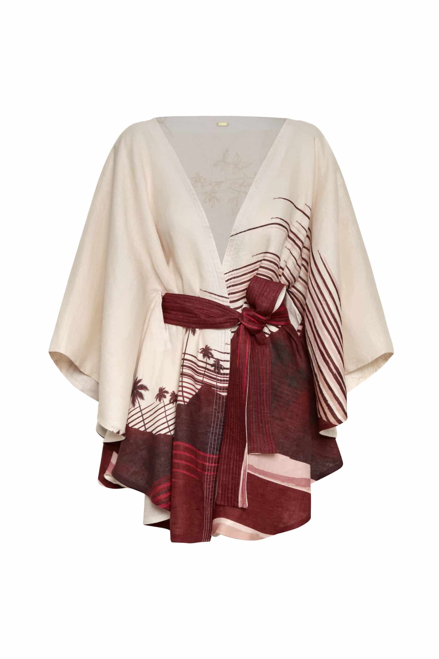 Cavalo Linen Poncho / Red Tropical Landscape - miniatura 1
