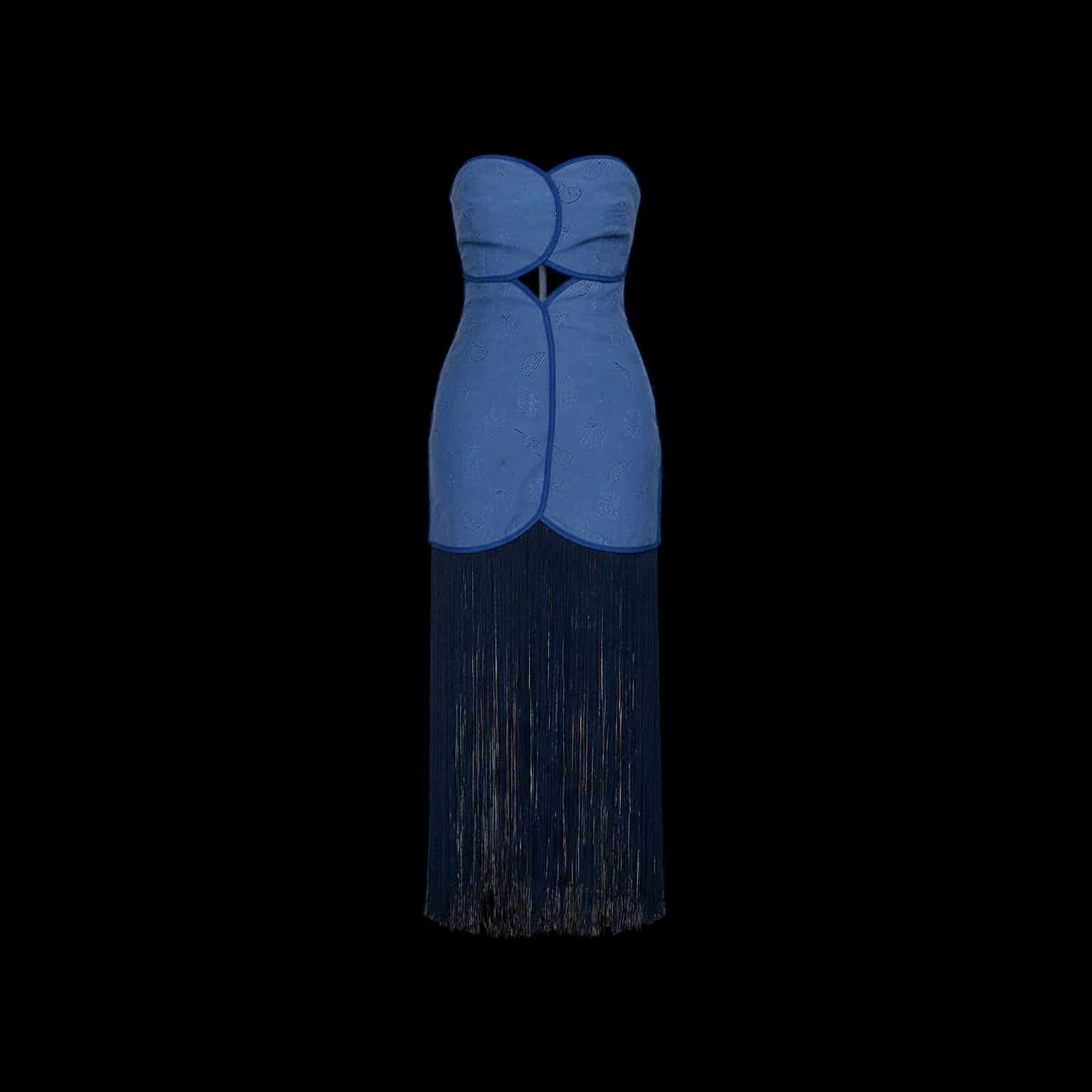 JOAQUINA DRESS DEEP SEA BLUE SEASHELLS - miniatura 1