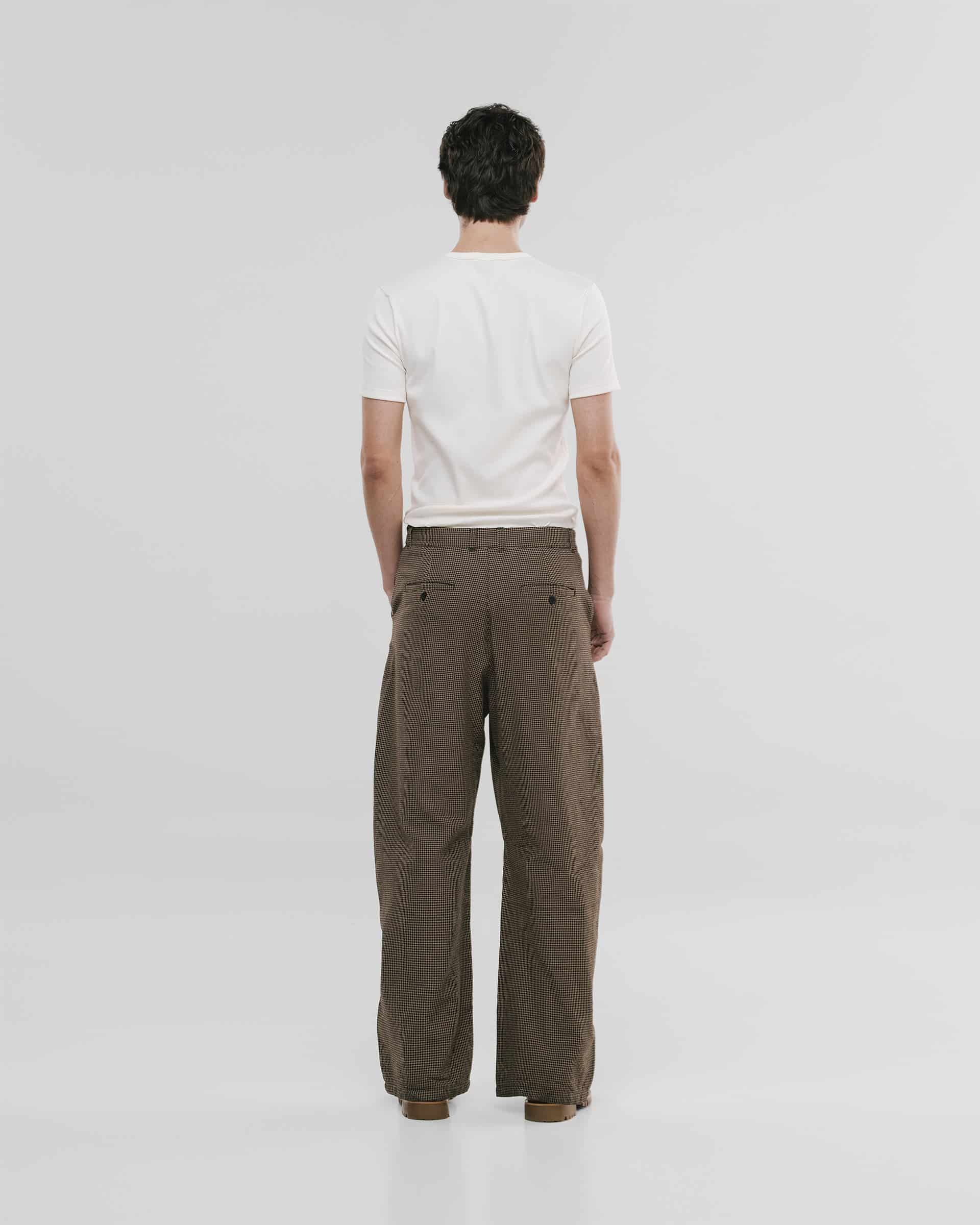 Barrel Fit Houndstooth Trousers - Café - miniatura 6