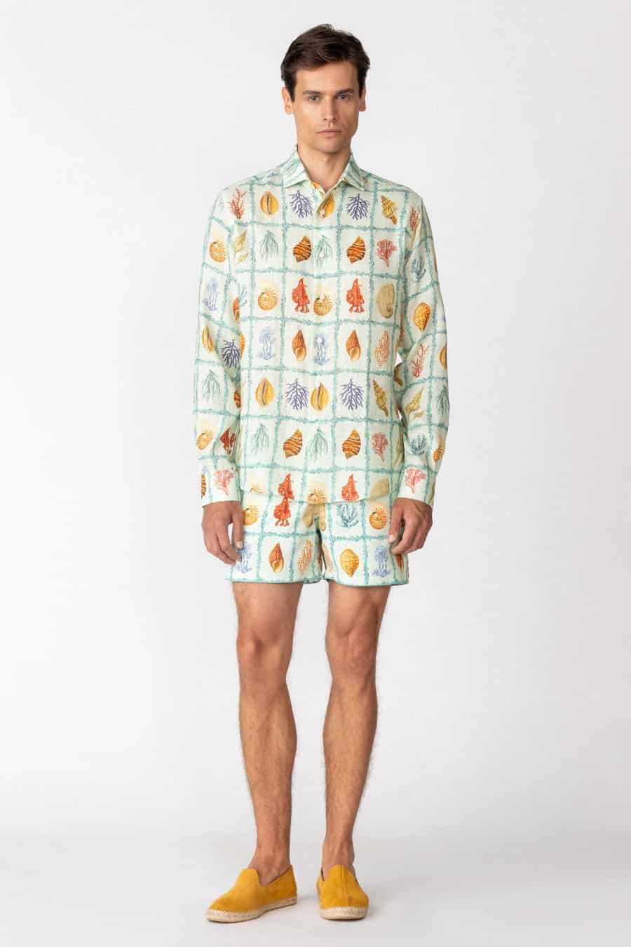 Men's linen shirt sky blue tambor - miniatura 1