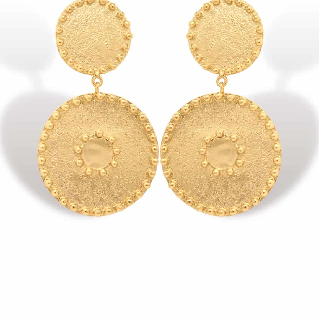 Aretes con 2 círculos y medallón precolombino - miniatura 2