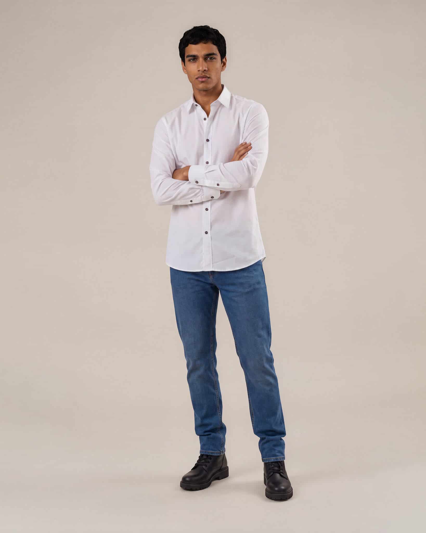 Camisa slim fit blanco - miniatura 5
