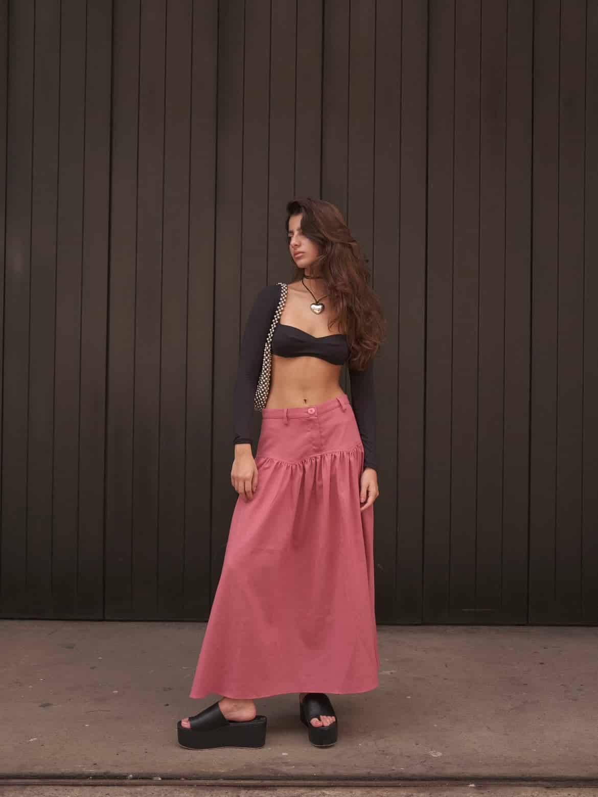 SAND STRIPE SKIRT (CHERRY) - miniatura 4