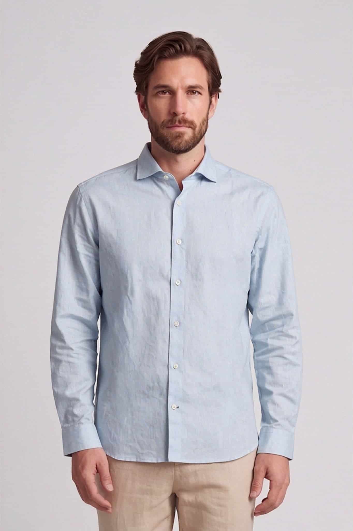 Camisa lino algodon manga larga para hombre Jon Sonen 010225057 - miniatura 4
