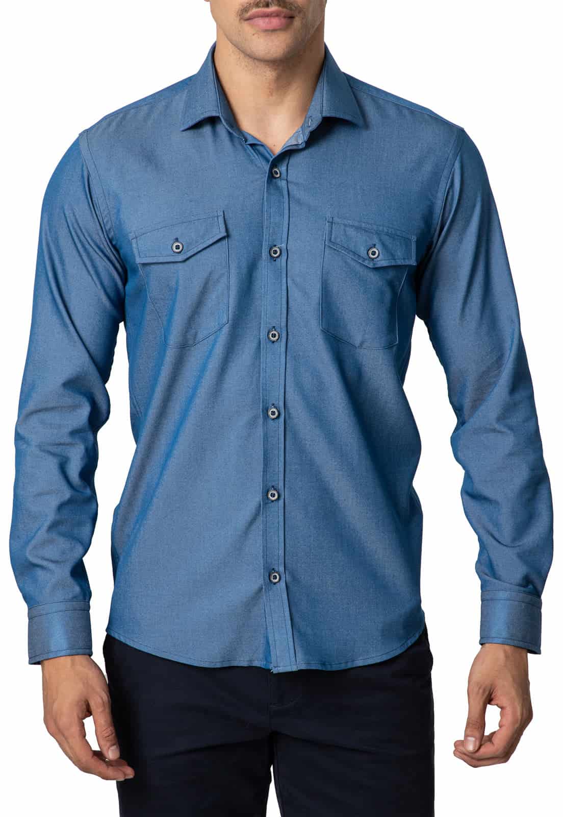 Camisa en Jean claro doble bolsillo - miniatura 3