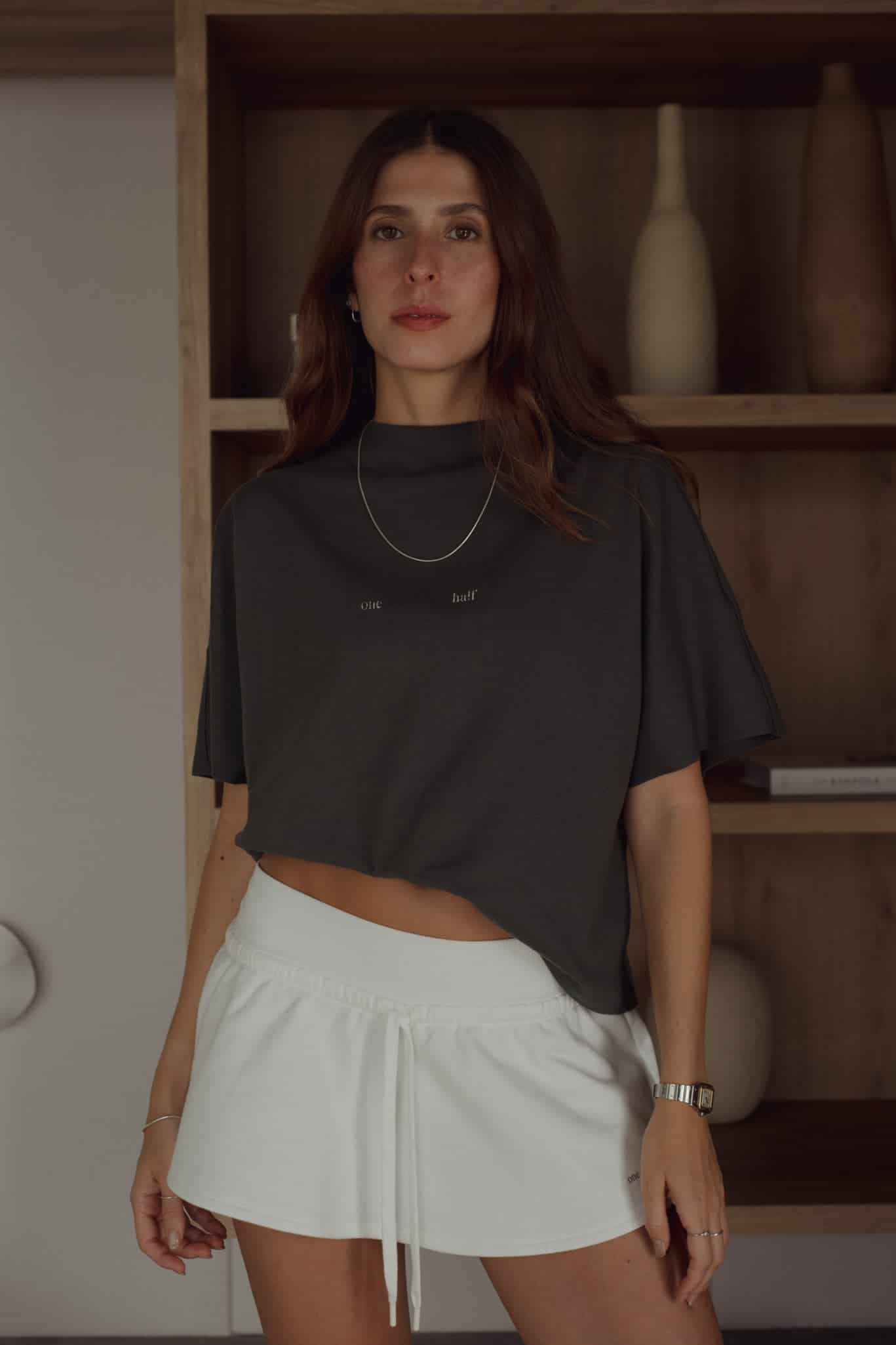 ONE HALF ROLLED SLEEVE T-SHIRT - GRAY - miniatura 6