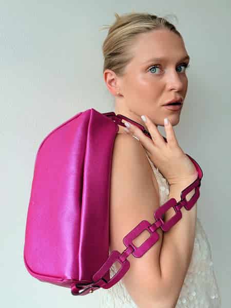 Mimi Moon bag correa Ovalos Fucsia metalizado - miniatura 1