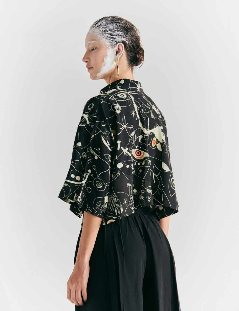 Camisa Oversize Ferra negro + crudo Mujer - miniatura 2