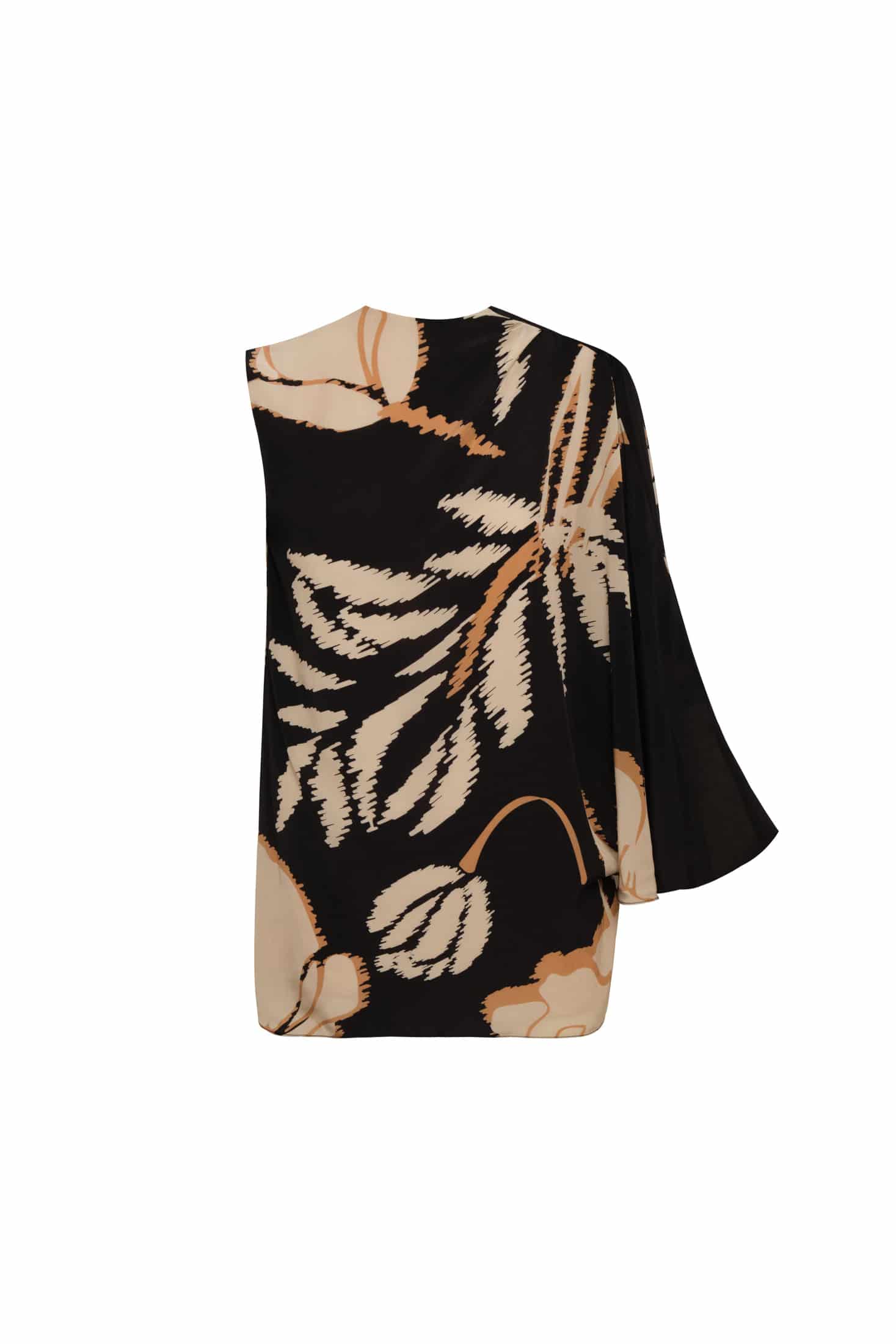 Gonzalez Crepe Chine Blouse / Black - Beige Gladiolos - miniatura 1