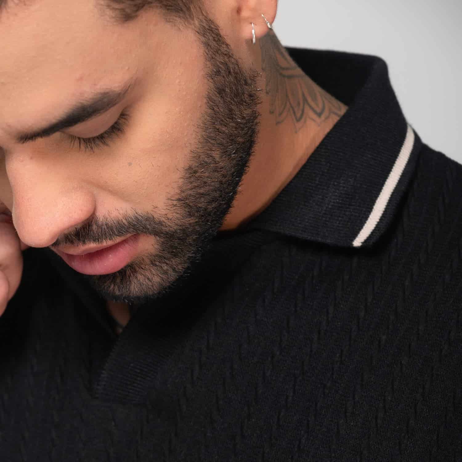 Polo Knit Sweater Negro - miniatura 2