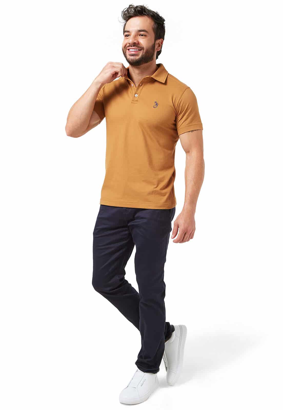 Camiseta tipo polo camel - miniatura 4