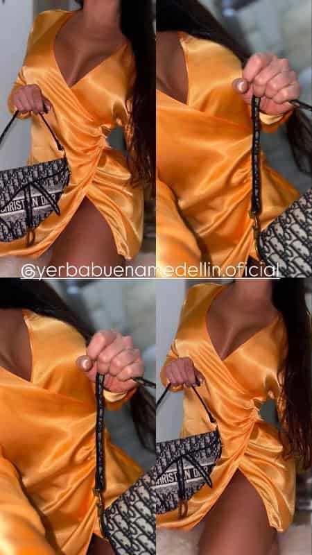 VESTIDO NARANJA SATINADO - miniatura 3