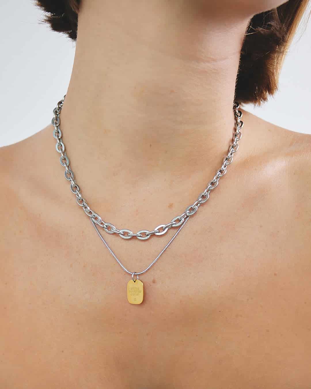 Collar Doble Dije Oro - Acero Inoxidable - miniatura 7