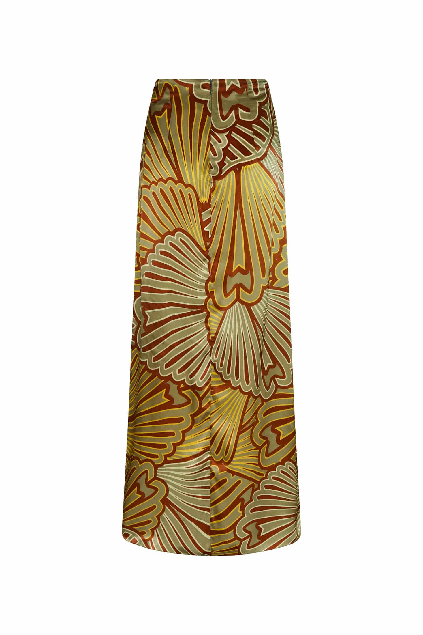 Carlota Satin Silk Maxi Skirt / Yellow Intricate Shells - miniatura 3