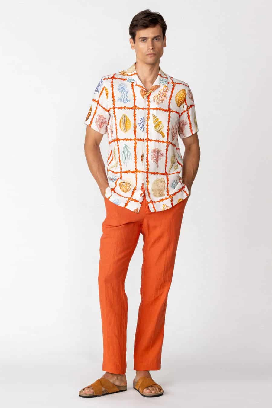 Men's linen shirt white aronnax - miniatura 2
