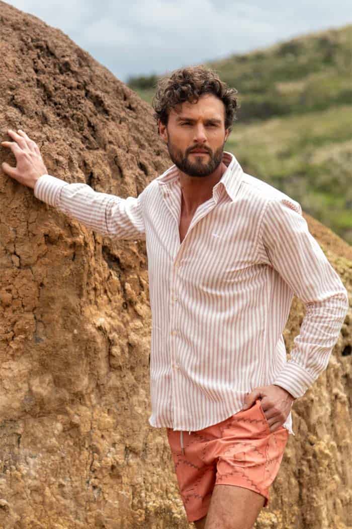 CAMISA BLANCA RAYAS PALO ROSA - miniatura 2