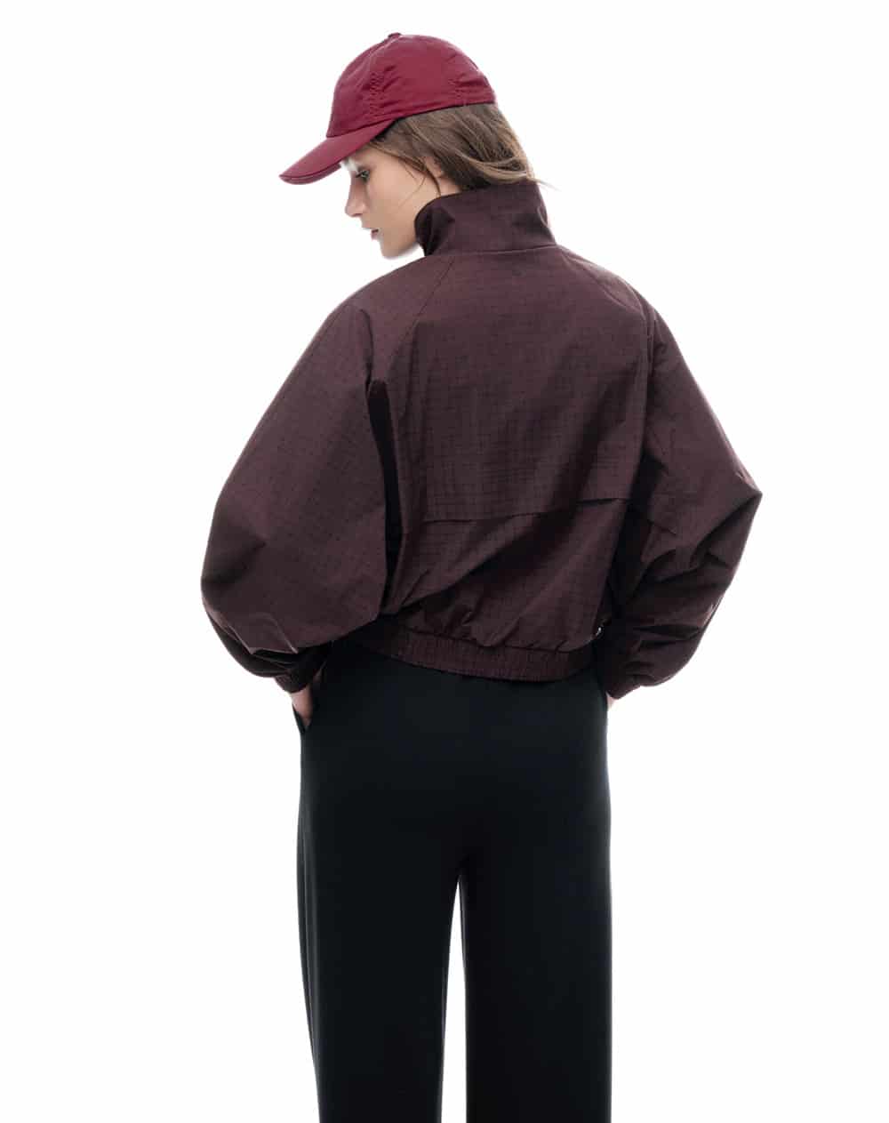 Chaqueta regular sin capucha morado estampado mujer - miniatura 2